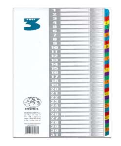 Przekładki A4 lam. numeryczne 1-31 Tres