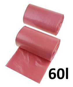 Worki na śmieci 60l czerwone LDPE         (50szt.)