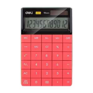 Kalkulator 12 pozycyjny czerwony Deli