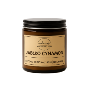 Ręcznie robiona świeca sojowa Jabłko      Cynamon (180ml) Wole Soje