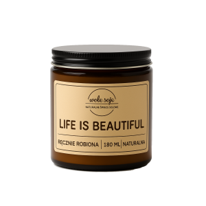 Ręcznie robiona świeca sojowa Life is     Beautiful (180ml) Wole Soje