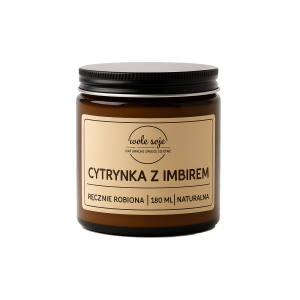 Ręcznie robiona świeca sojowa Cytrynka    z Imbirem (180ml) Wole Soje