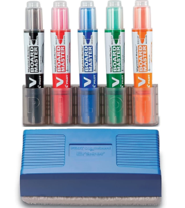 Markery suchościeralne V-Board (4szt.)    + gąbka + holder Pilot