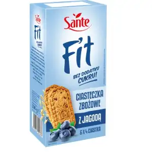 Fit ciasteczka zbożowe z jagodą bez       cukru (300g) Sante