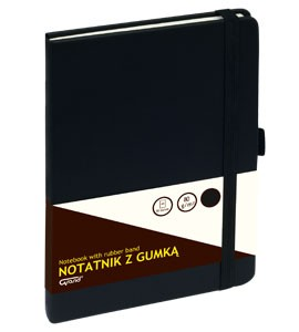 Notatnik z gumką A5 80k. czarny Grand